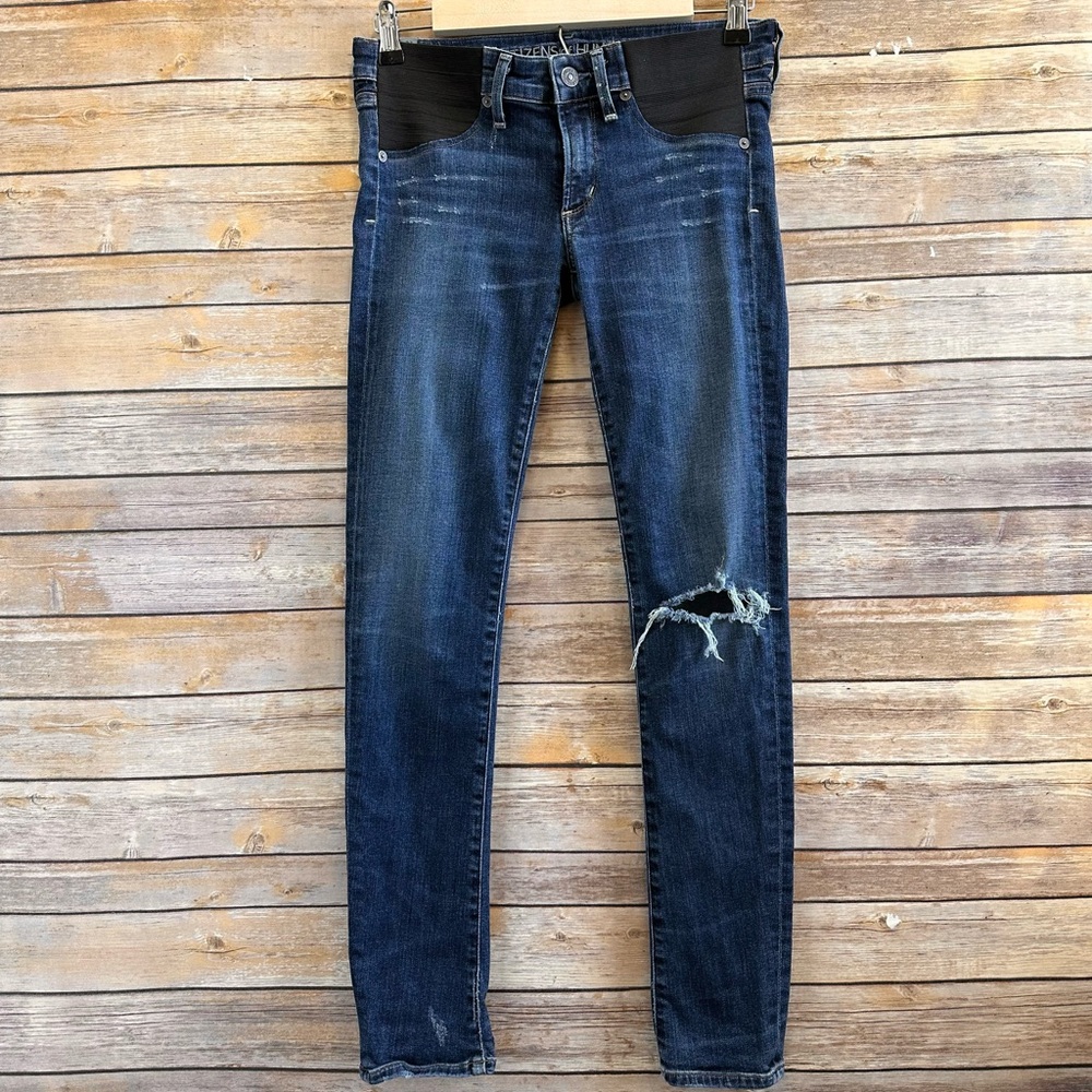 Citizens Of Humanity Jeans Size 27 Maternity Distressed Racer Low Rise Skinny